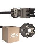 Multipack 25x Noxion GST-Compatible Supply Cable - Female + Schuko Europlug - Black 1.5m - 3 pole 0.75mm2